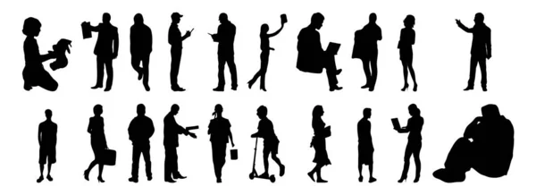 Silhouettes Vectorielles Silhouettes Esquissées Personnes Dessin Contour Silhouette Personnes Icône — Image vectorielle