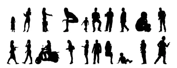 Silhouettes Vectorielles Silhouettes Esquissées Personnes Dessin Contour Silhouette Personnes Icône — Image vectorielle