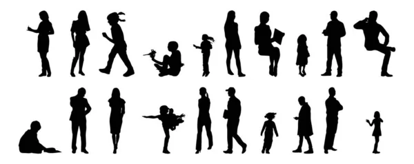 Vektor Silhouetten Umrisse Von Menschen Konturzeichnung Menschen Silhouette Icon Set — Stockvektor