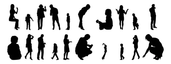 Silhouettes Vectorielles Silhouettes Esquissées Personnes Dessin Contour Silhouette Personnes Icône — Image vectorielle