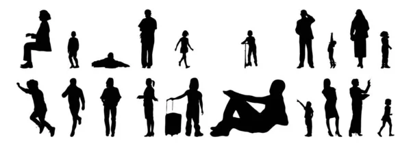 Vector Silhouettes Outline Silhouettes People Contour Drawing People Silhouette Icon — Stock Vector