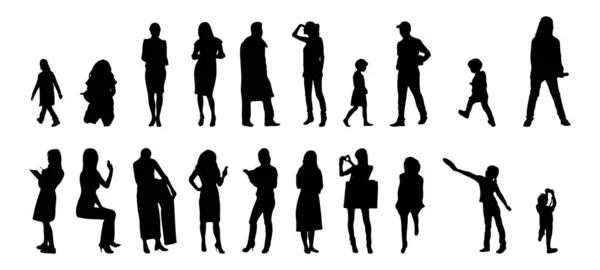 Silhouettes Vectorielles Silhouettes Esquissées Personnes Dessin Contour Silhouette Personnes Icône — Image vectorielle