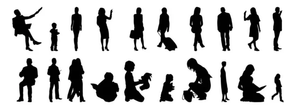 Silhouettes Vectorielles Silhouettes Esquissées Personnes Dessin Contour Silhouette Personnes Icône — Image vectorielle