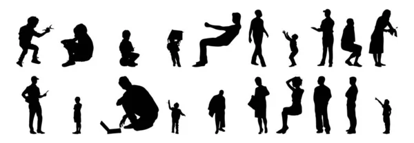 Silhouettes Vectorielles Silhouettes Esquissées Personnes Dessin Contour Silhouette Personnes Icône — Image vectorielle