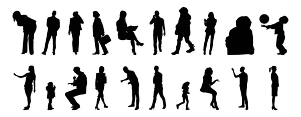 Vektor Silhouetten Umrisse Von Menschen Konturzeichnung Menschen Silhouette Icon Set — Stockvektor