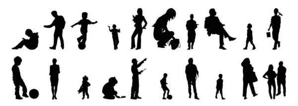 Vector Silhouetten Overzicht Silhouetten Van Mensen Contourtekening Personensilhouet Icoon Set — Stockvector