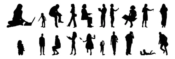 Silhouettes Vectorielles Silhouettes Esquissées Personnes Dessin Contour Silhouette Personnes Icône — Image vectorielle