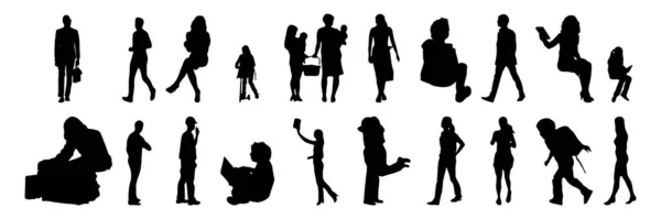 Silhouettes Vectorielles Silhouettes Esquissées Personnes Dessin Contour Silhouette Personnes Icône — Image vectorielle