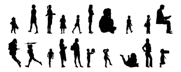 Vektor Silhouetten Umrisse Von Menschen Konturzeichnung Menschen Silhouette Icon Set — Stockvektor