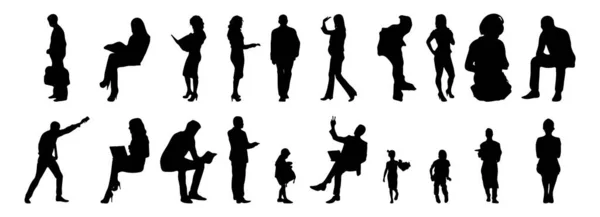 Vector Silhouettes Outline Silhouettes People Contour Drawing People Silhouette Icon — 스톡 벡터