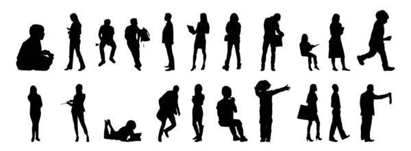 Silhouettes Vectorielles Silhouettes Esquissées Personnes Dessin Contour Silhouette Personnes Icône — Image vectorielle