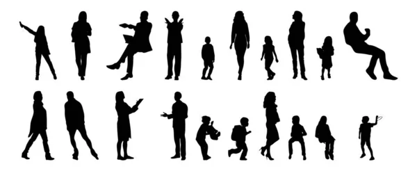 Vector Silhouettes Outline Silhouettes People Contour Drawing People Silhouette Icon — Stock Vector