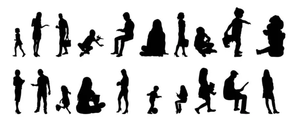 Vector Silhouetten Overzicht Silhouetten Van Mensen Contourtekening Personensilhouet Icoon Set — Stockvector