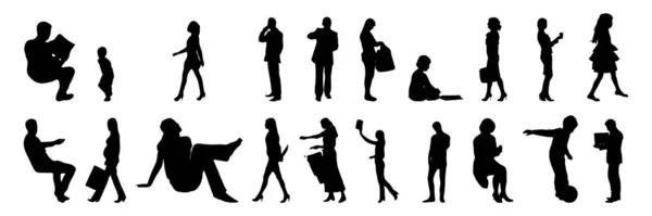 Silhouettes Vectorielles Silhouettes Esquissées Personnes Dessin Contour Silhouette Personnes Icône — Image vectorielle