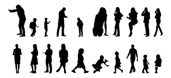 Vector Silhouettes Outline Silhouettes People Contour Drawing People Silhouette Icon — Stock Vector