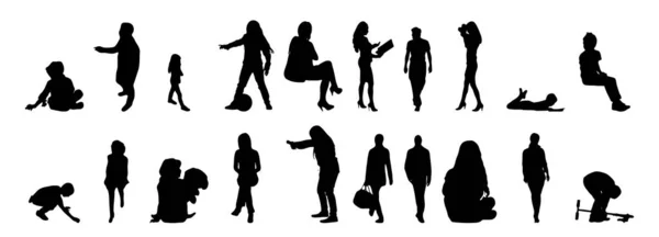 Silhouettes Vectorielles Silhouettes Esquissées Personnes Dessin Contour Silhouette Personnes Icône — Image vectorielle