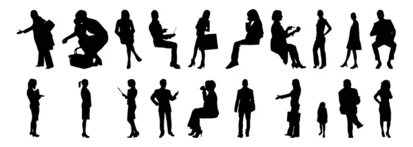 Vector Silhouettes Outline Silhouettes People Contour Drawing People Silhouette Icon — Stock Vector