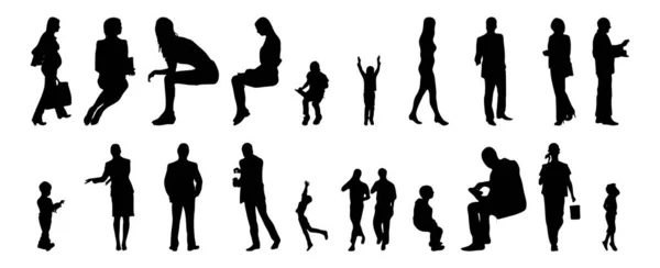 Silhouettes Vectorielles Silhouettes Esquissées Personnes Dessin Contour Silhouette Personnes Icône — Image vectorielle