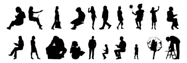 Vector Silhouettes Outline Silhouettes People Contour Drawing People Silhouette Icon — Stock Vector