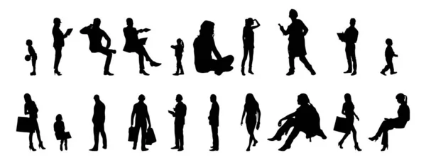 Silhouettes Vectorielles Silhouettes Esquissées Personnes Dessin Contour Silhouette Personnes Icône — Image vectorielle