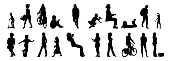 Vector Silhouettes Outline Silhouettes People Contour Drawing People Silhouette Icon — 스톡 벡터