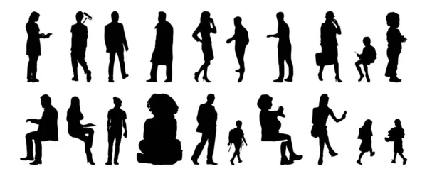 Vector Silhouettes Outline Silhouettes People Contour Drawing People Silhouette Icon — Stock Vector