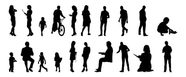 Vector Silhouettes Outline Silhouettes People Contour Drawing People Silhouette Icon — Stock Vector