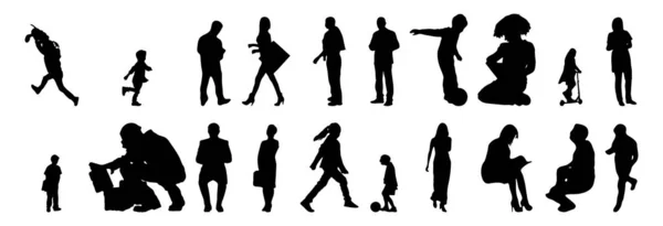 Silhouettes Vectorielles Silhouettes Esquissées Personnes Dessin Contour Silhouette Personnes Icône — Image vectorielle