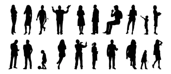 Vector Silhouettes Outline Silhouettes People Contour Drawing People Silhouette Icon — Stock Vector