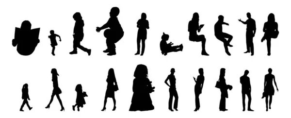 Silhouettes Vectorielles Silhouettes Esquissées Personnes Dessin Contour Silhouette Personnes Icône — Image vectorielle