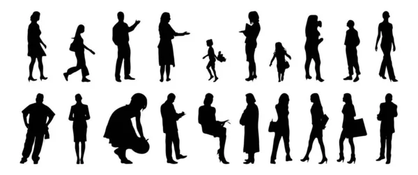 Silhouettes Vectorielles Silhouettes Esquissées Personnes Dessin Contour Silhouette Personnes Icône — Image vectorielle