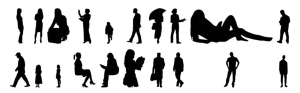 Vector Silhouettes Outline Silhouettes People Contour Drawing People Silhouette Icon — 스톡 벡터