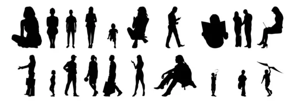 Silhouettes Vectorielles Silhouettes Esquissées Personnes Dessin Contour Silhouette Personnes Icône — Image vectorielle