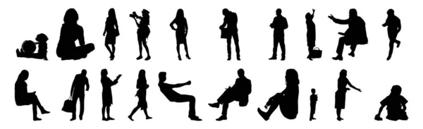 Silhouettes Vectorielles Silhouettes Esquissées Personnes Dessin Contour Silhouette Personnes Icône — Image vectorielle