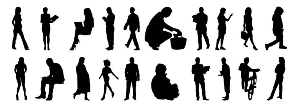 Silhouettes Vectorielles Silhouettes Esquissées Personnes Dessin Contour Silhouette Personnes Icône — Image vectorielle