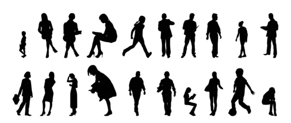 Silhouettes Vectorielles Silhouettes Esquissées Personnes Dessin Contour Silhouette Personnes Icône — Image vectorielle