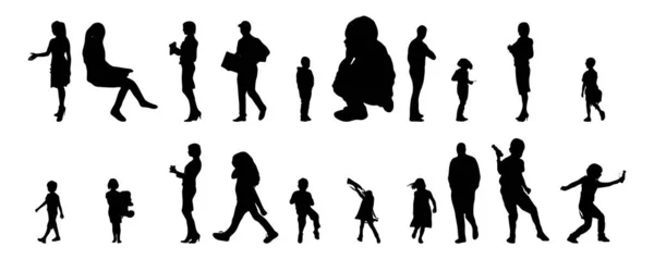 Vector silhouettes, Outline silhouettes of people, Contour drawing, people silhouette, Icon Set Isolated, Silhouette of sitting people, Architectural set