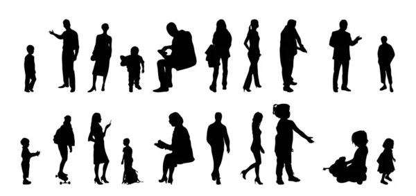 Vektor Silhouetten Umrisse Von Menschen Konturzeichnung Menschen Silhouette Icon Set — Stockvektor