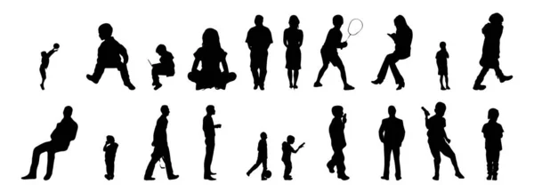 Vector Silhouetten Overzicht Silhouetten Van Mensen Contourtekening Personensilhouet Icoon Set — Stockvector