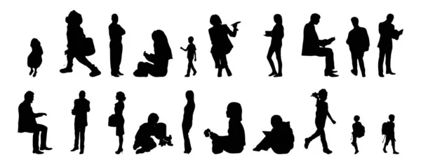 Silhouettes Vectorielles Silhouettes Esquissées Personnes Dessin Contour Silhouette Personnes Icône — Image vectorielle