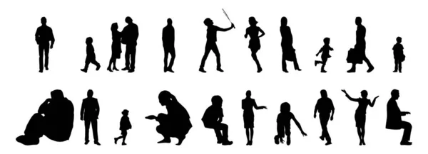 Vektor Silhouetten Umrisse Von Menschen Konturzeichnung Menschen Silhouette Icon Set — Stockvektor