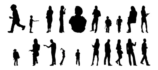 Vector Silhouettes Outline Silhouettes People Contour Drawing People Silhouette Icon — Stock Vector