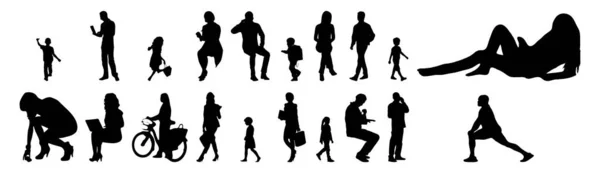 Vector Silhouetten Overzicht Silhouetten Van Mensen Contourtekening Personensilhouet Icoon Set — Stockvector