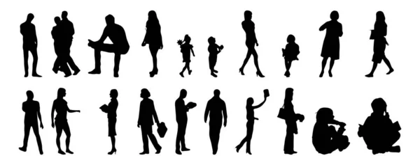 Silhouettes Vectorielles Silhouettes Esquissées Personnes Dessin Contour Silhouette Personnes Icône — Image vectorielle