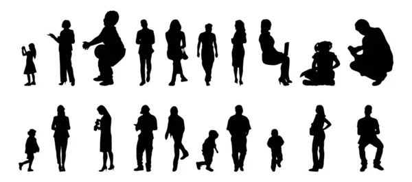 Vector Silhouettes Outline Silhouettes People Contour Drawing People Silhouette Icon — Stock Vector