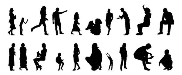 Vektor Silhouetten Umrisse Von Menschen Konturzeichnung Menschen Silhouette Icon Set — Stockvektor