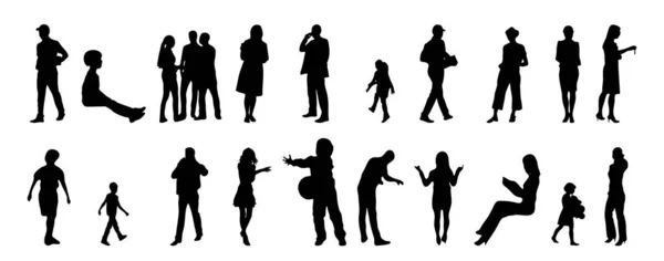 Vector Silhouetten Overzicht Silhouetten Van Mensen Contourtekening Personensilhouet Icoon Set — Stockvector