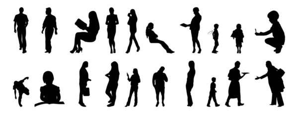 Silhouettes Vectorielles Silhouettes Esquissées Personnes Dessin Contour Silhouette Personnes Icône — Image vectorielle