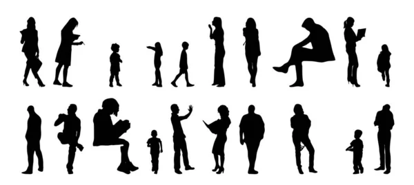 Vektor Silhouetten Umrisse Von Menschen Konturzeichnung Menschen Silhouette Icon Set — Stockvektor