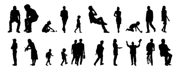 Silhouettes Vectorielles Silhouettes Esquissées Personnes Dessin Contour Silhouette Personnes Icône — Image vectorielle